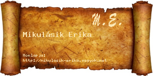 Mikulásik Erika névjegykártya